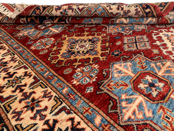 Red Kazak Hand-Knotted Premium Vintage Wool Rug