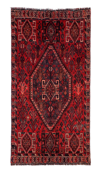 Red Tree of Life Diamond Vintage Turkish Hand-Knotted Wool Rug