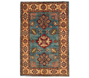 Blue Chobi Hand-Knotted Afghan Wool Rug