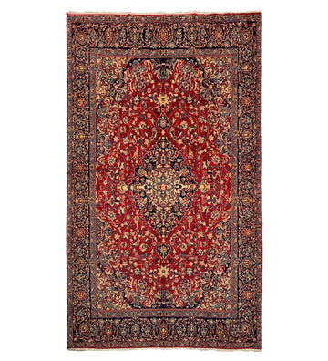 Floral Medallion Vintage Kashan Hand-Knotted Wool Rug – Collector’s Piece