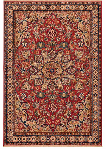 5x6 Red Floral Medallion Vintage Turkish Hand-Knotted Wool Rug