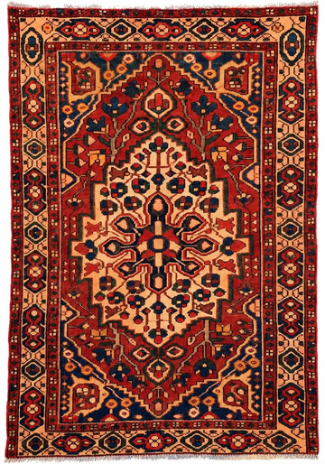 5x7 Red Floral Medallion Vintage Turkish Hand-Knotted Wool Rug