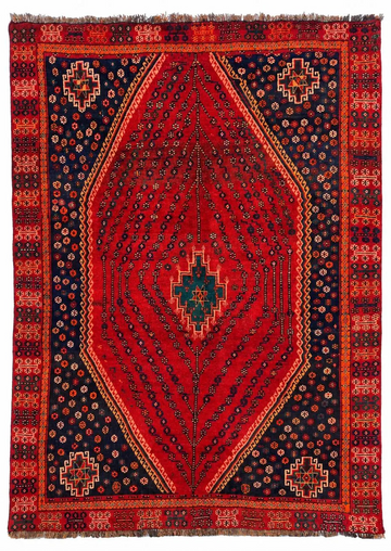 5x8 Red Tree of Life Vintage Turkish Hand-Knotted Wool Rug
