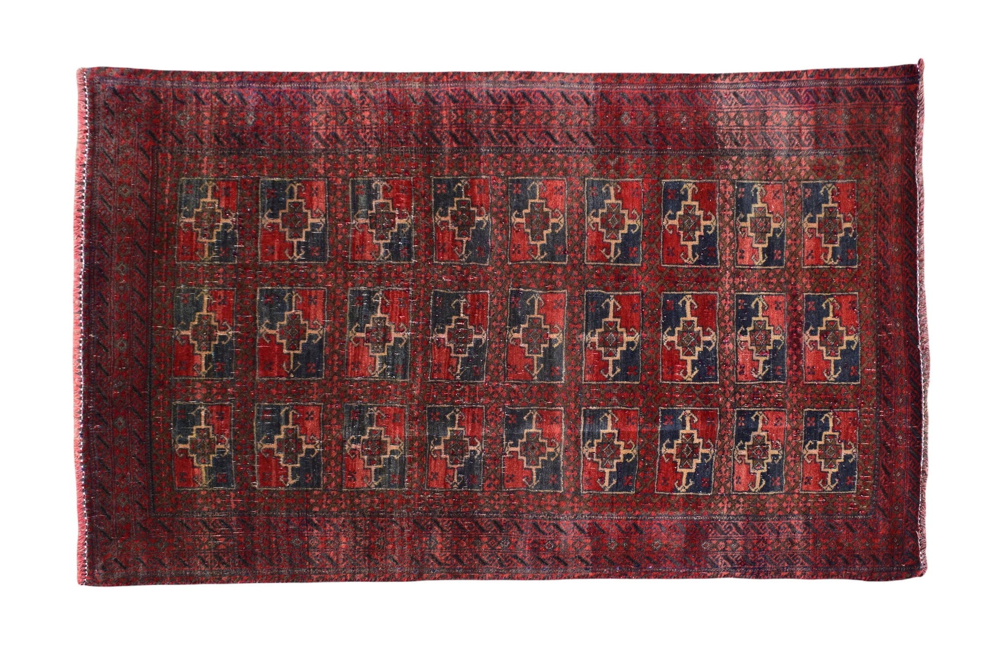 3X4 Authentic Handmade Vintage Area Rug, Turkish Anatolian Design