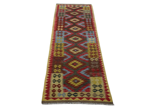 3X10 Turkish Vintage Kilim Rug | Handmade Wool Runner Rug | Handwoven Artistic Carpet for Living Room, Bedroom, Kitchen (2.49 x 9.58 ft)