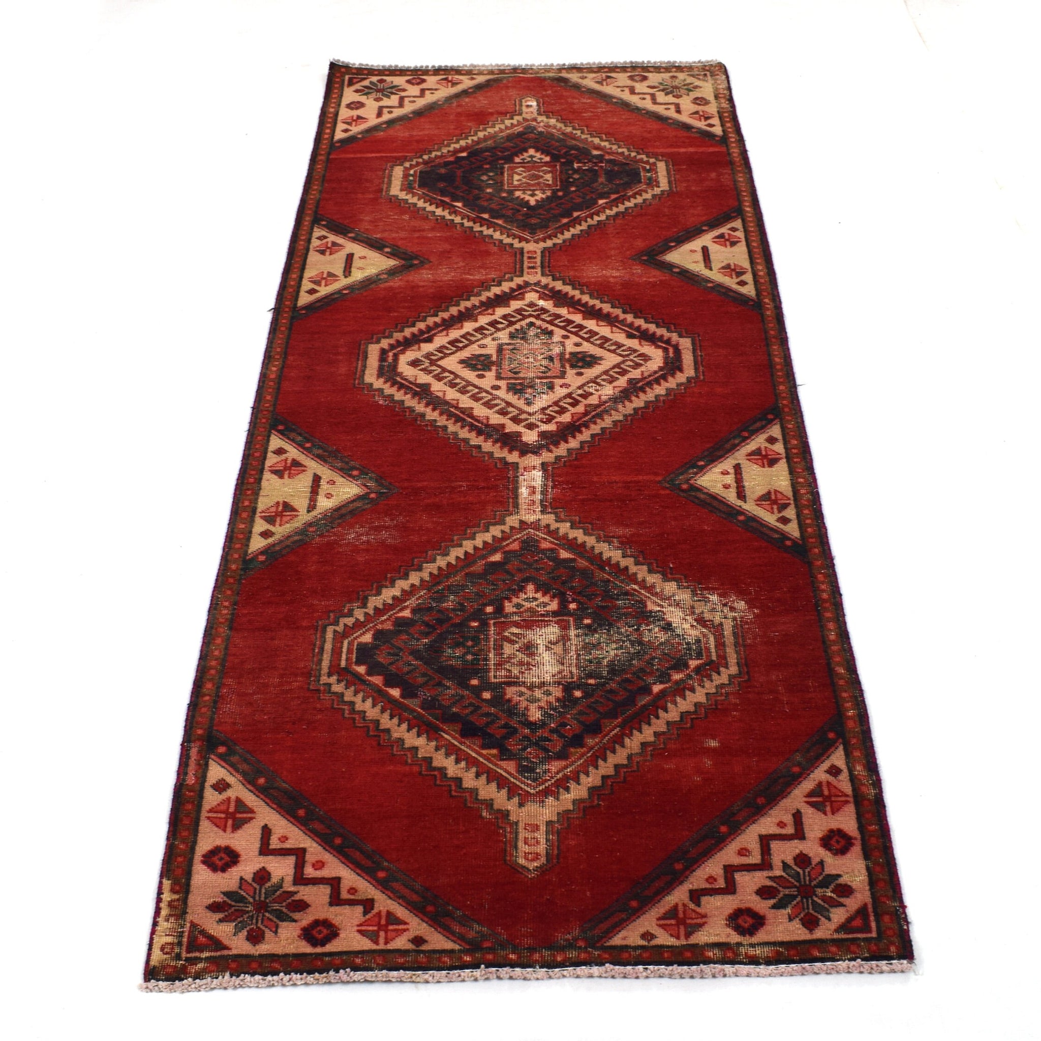 3x9 Antique Handmade Turkish Rug | Hand knotted Rug | Vintage Anatolian Rug | Runner Rug for Bedroom, Living Room, and Kitchen Rug - SHR236