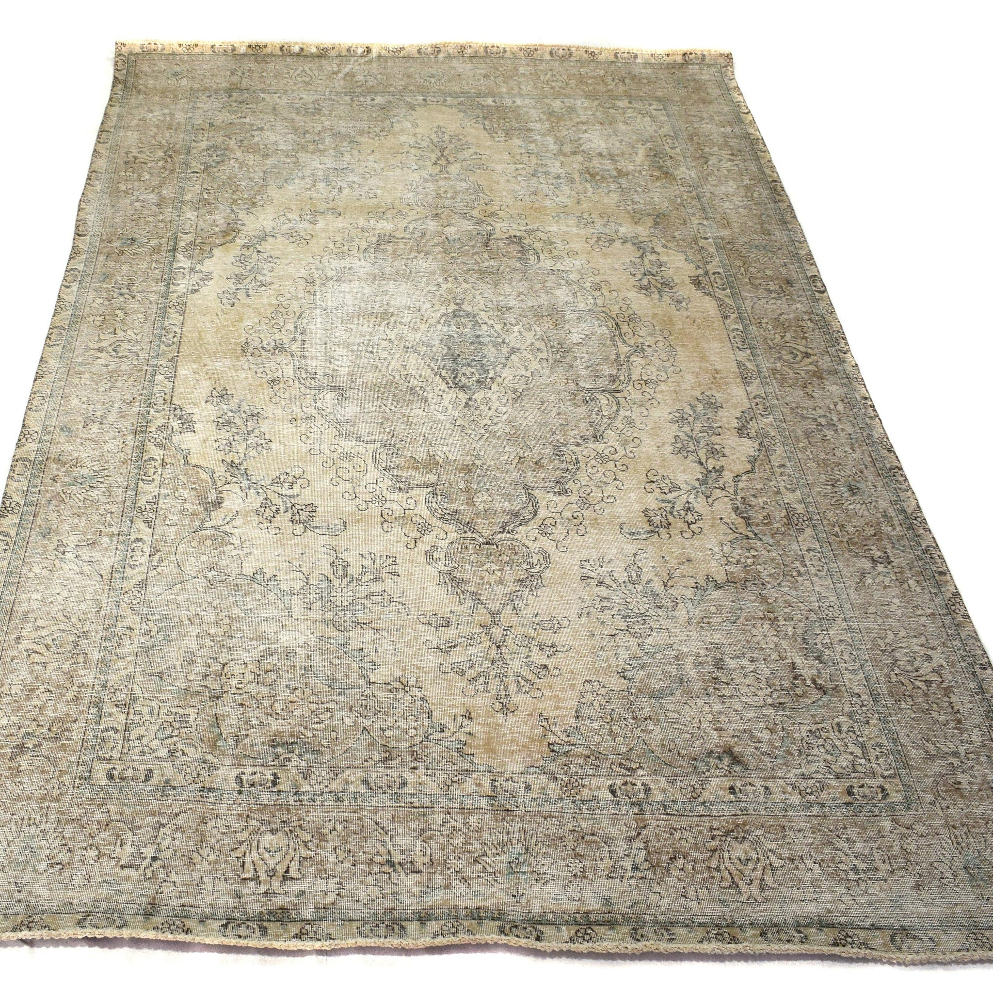 8x11 Vintage Oushak Area Rug for Living Room, Bedroom | Extra Soft Hand-Knotted Wool Rug | Finest Handmade Antique Turkish Rug - TWW345