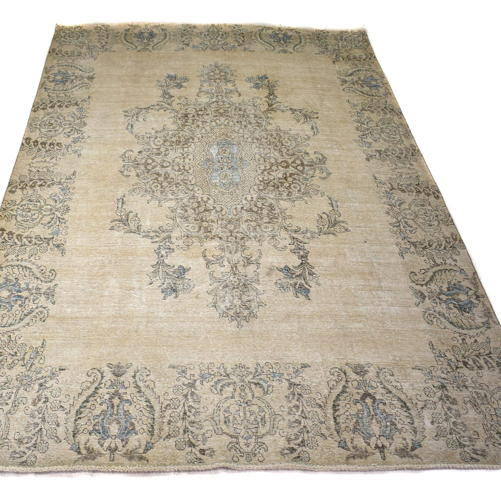 9X12 Vintage Oushak Area Rug for Living Room, Bedroom | Extra Soft Hand-Knotted Wool Rug | Finest Handmade Antique Turkish Rug - TWW346